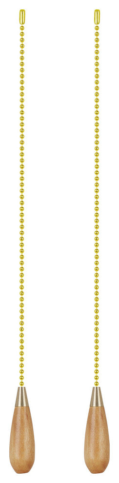 Aspen Creative 20504-X, 12" Wooden Knob Pull Chain with Polished Brass Accents,