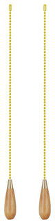 Aspen Creative 20504-X, 12" Wooden Knob Pull Chain with Polished Brass Accents,
