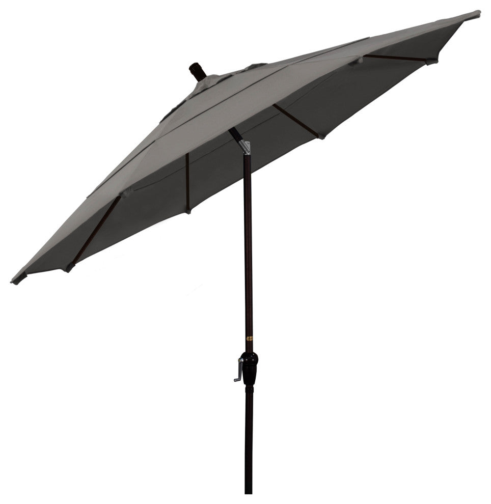 11' Bronze Auto-Tilt Crank Aluminum Umbrella, Pacifica, Taupe