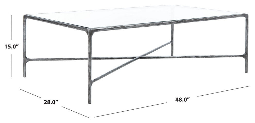 Safavieh Couture Jessa Rectangle Metal Coffee Table, Silver