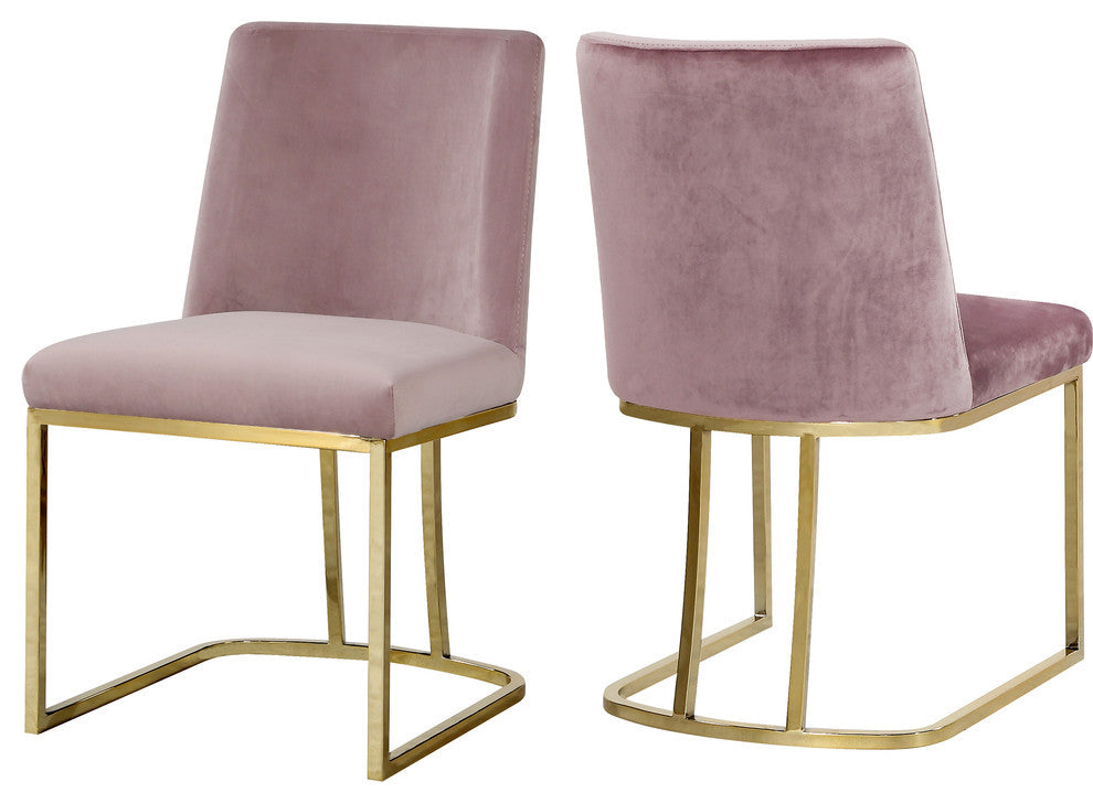 Heidi Velvet Dining Chairs, Set of 2, Pink