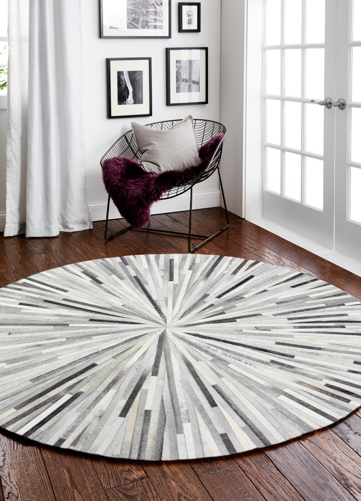 Bashian Santa Fe Grant 6' Round Area Rug in Gray