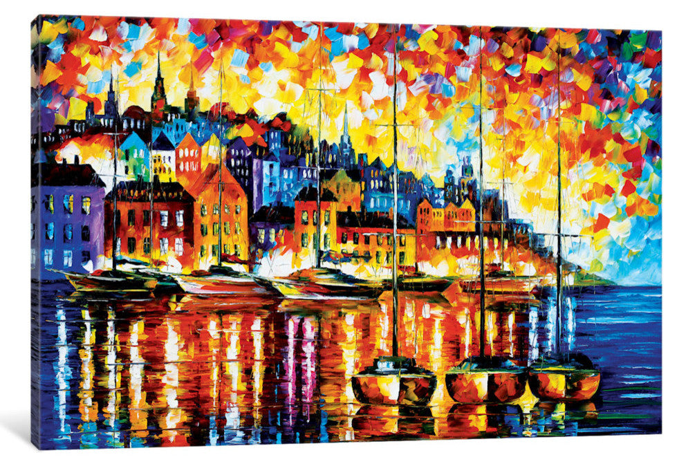 "Harbor Of Corsica Gallery" by Leonid Afremov, 18x12x1.5"