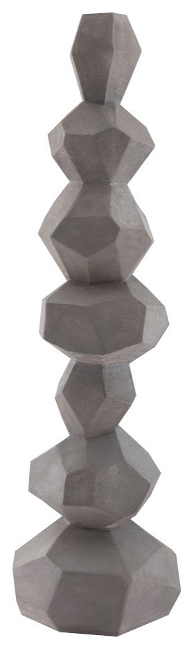 Faceted Rock Column Sculpture, Gray