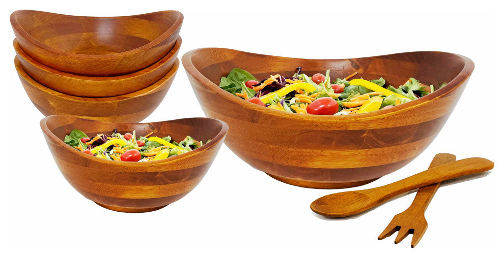 7-Piece Wood Salad Bowl Set