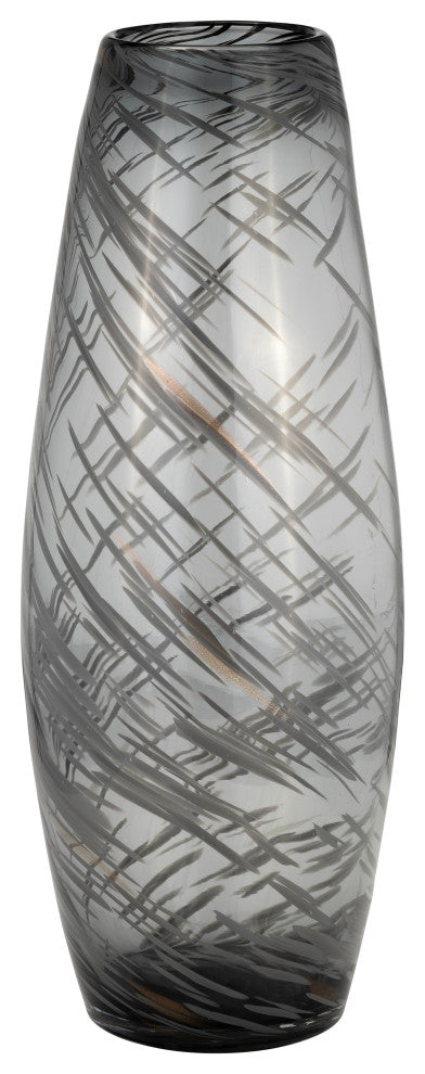 Glass, 20"H Swirl Vase, Black