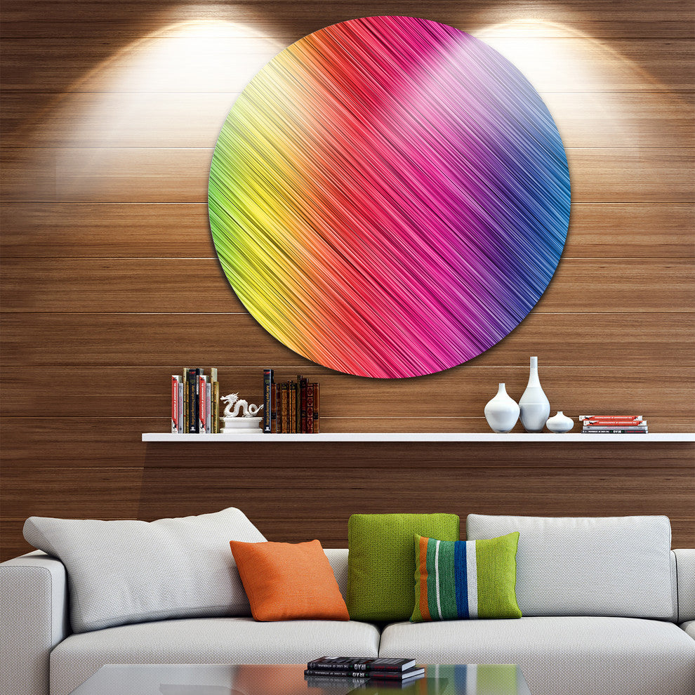 Multi-Color Neon Glowing Lines, Abstract Disc Metal Wall Art, 23"