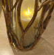 Tall 12" Gold Branch Pillar Candle Holder, Metal Hurricane Twig