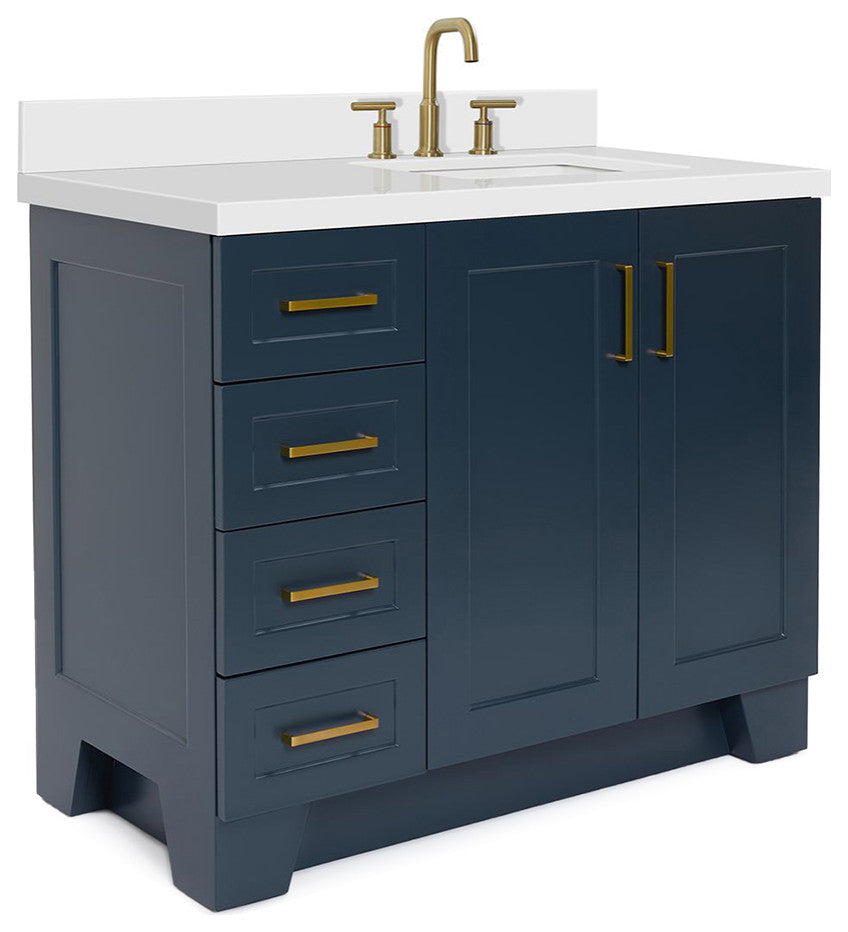 ARIEL Taylor 43" Right Offset Rectangle Sink Midnight Blue Vanity Quartz