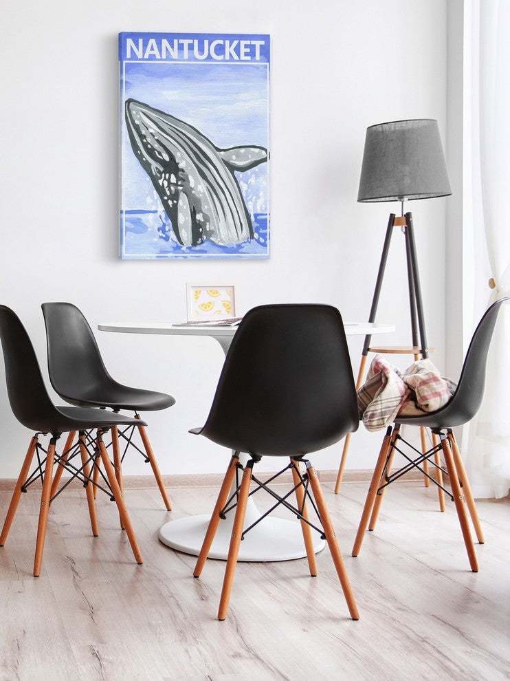 "Jumping Whale" Painting Print on Wrapped Canvas, 16x24