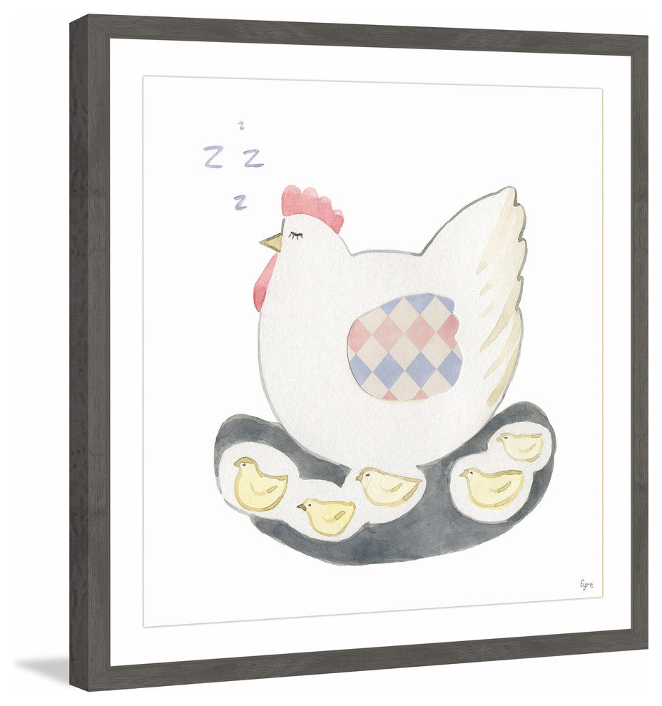 "Poule Sereine II" Framed Painting Print, 24"x24"