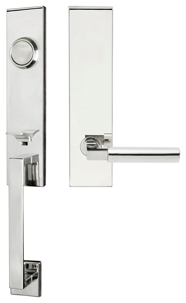 Aurora Lever, Tubular Entry Handleset, RHR, Polished Stainless Steel