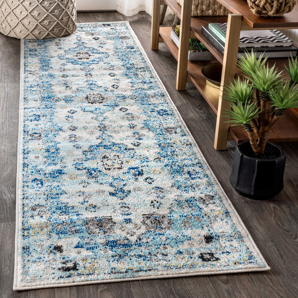Modern Persian Boho Vintage Medallion Area Rug, 2x8
