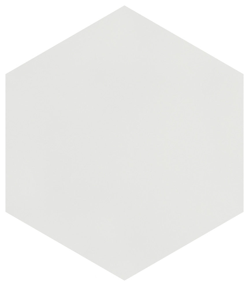 Textile Hex Porcelain Floor and Wall Tile, White