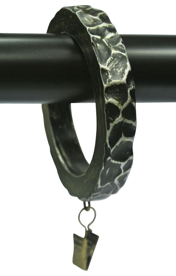 2 1/2" Large Hammered Designer Curtain Rings, Antique Silver, Set of 8