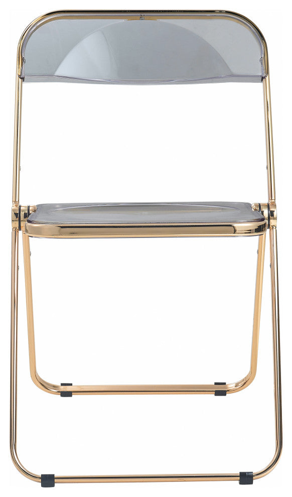 Lawrence Acrylic Folding Chair With Gold Frame, Transparent Black