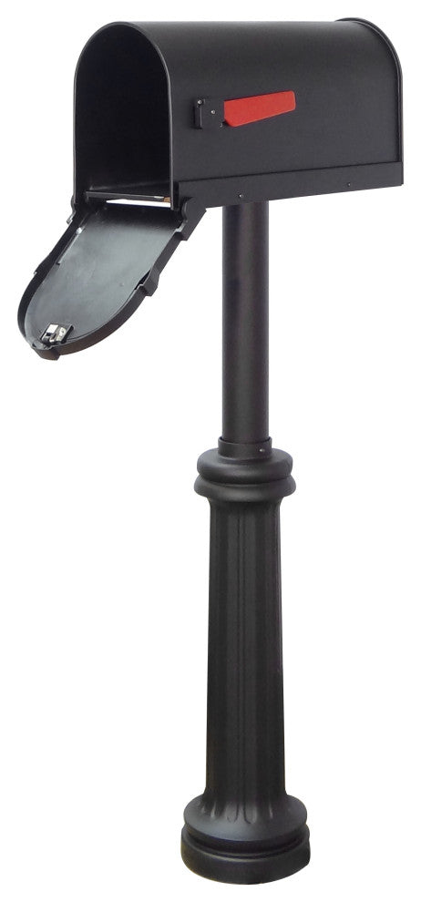 Savannah Curbside Mailbox With Bradford Direct Burial Mailbox Post, Black