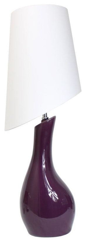 Elegant Designs Curved Purple Ceramic Table Lamp With Asymmetrical White Shade