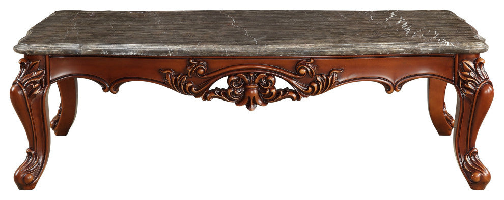 ACME Eustoma Coffee Table, Marble and Walnut