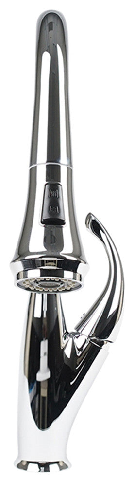 Cosmo Modern Luxury High Arc Pull-Down Tap Mixer Kitchen Faucet, Chrome