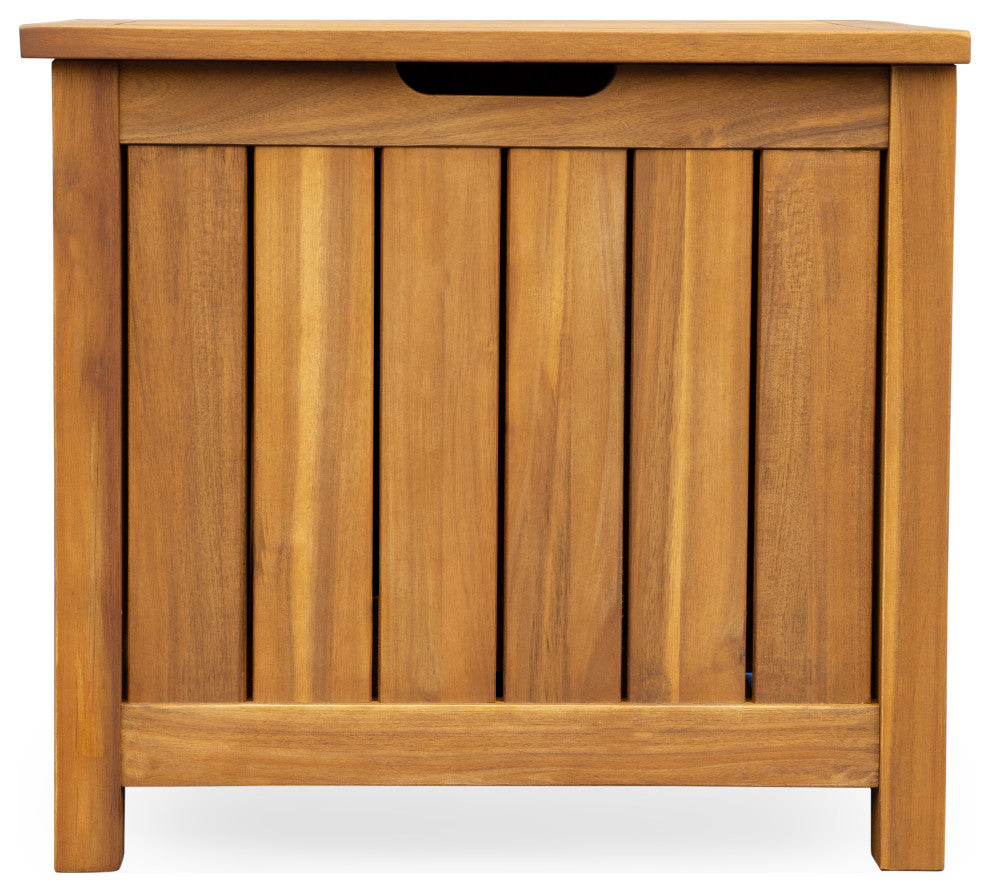 Travis Outdoor 30 Gallon Wood Storage Deck Box With Louvered Paneling, Teak