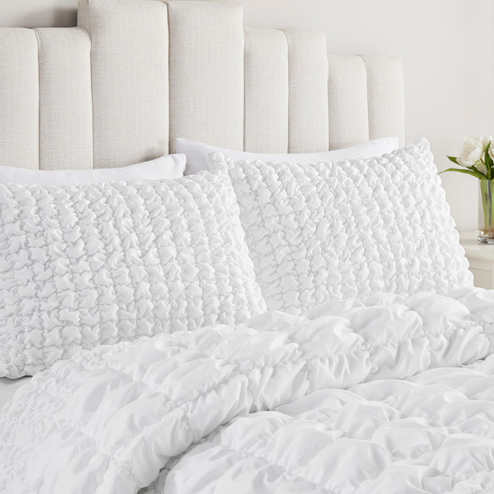 Madison Park Evelyn 3 Piece Stripe Ruched Comforter Set
