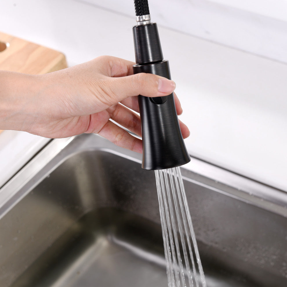 Luxier KTS13-T Single-Handle Pull-Down Sprayer Kitchen Faucet, Oil Rubbed Bronze