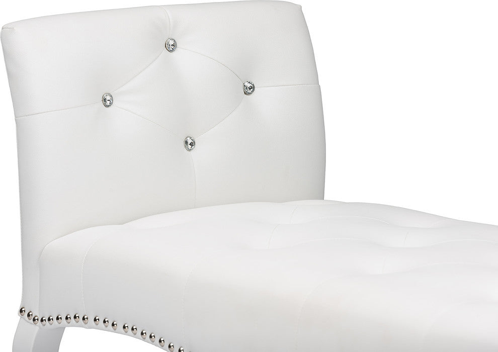 Kristy White Faux Leather Classic Seating Bench