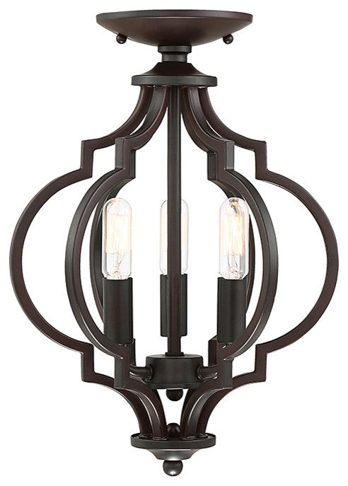 3-Light Semi-Flush Mount, Oil Rubbed Bronze