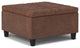 Harrison Small Square Coffee Table Storage Ottoman, Distressed Saddle Brown