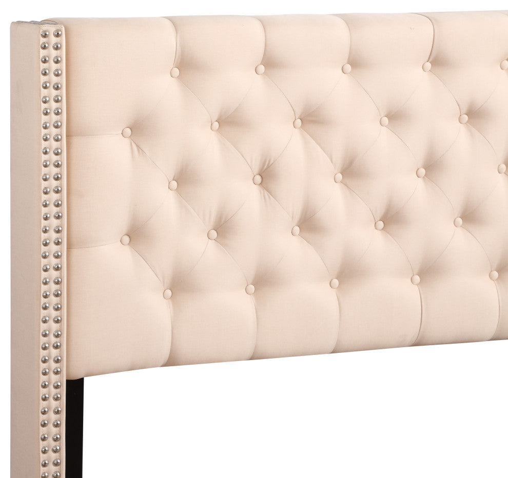 Scotia Upholstered Twill Bed, Beige, Full