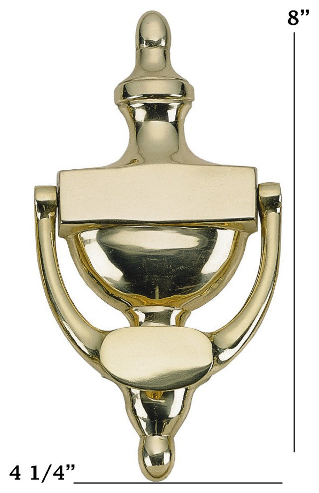 Traditional Door Knocker 8", Polished Brass, 8"