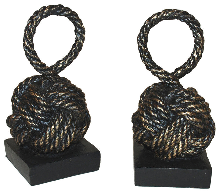Rope Knot Bookends, Bronze