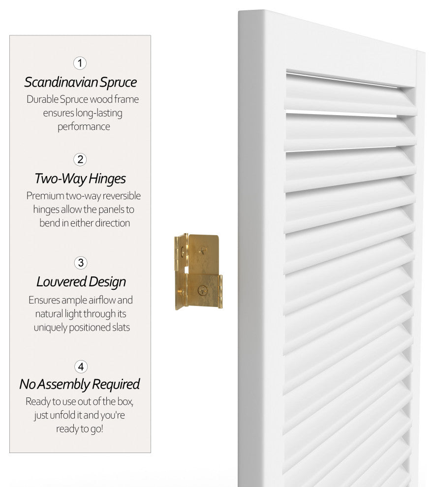 6' Tall Beadboard Divider, White, 3 Panels