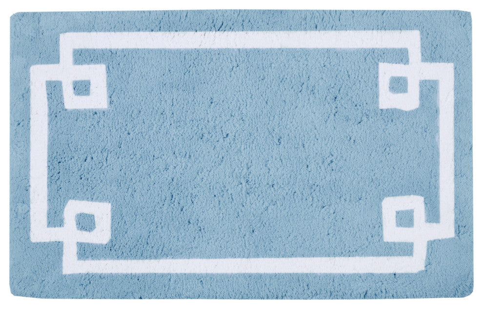Madison Park Evan High Pile Bordered Bathroom Rug, Blue, Blue, Small