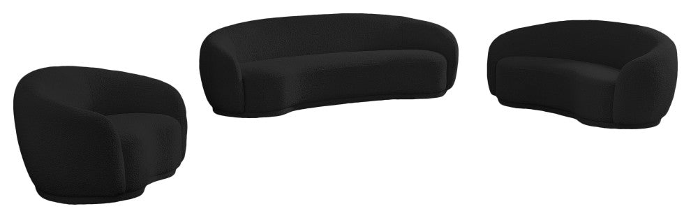 Hyde Boucle Fabric Upholstered, Black, Sofa