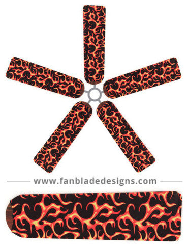 Flaming Fan Blade Covers, Set of 5