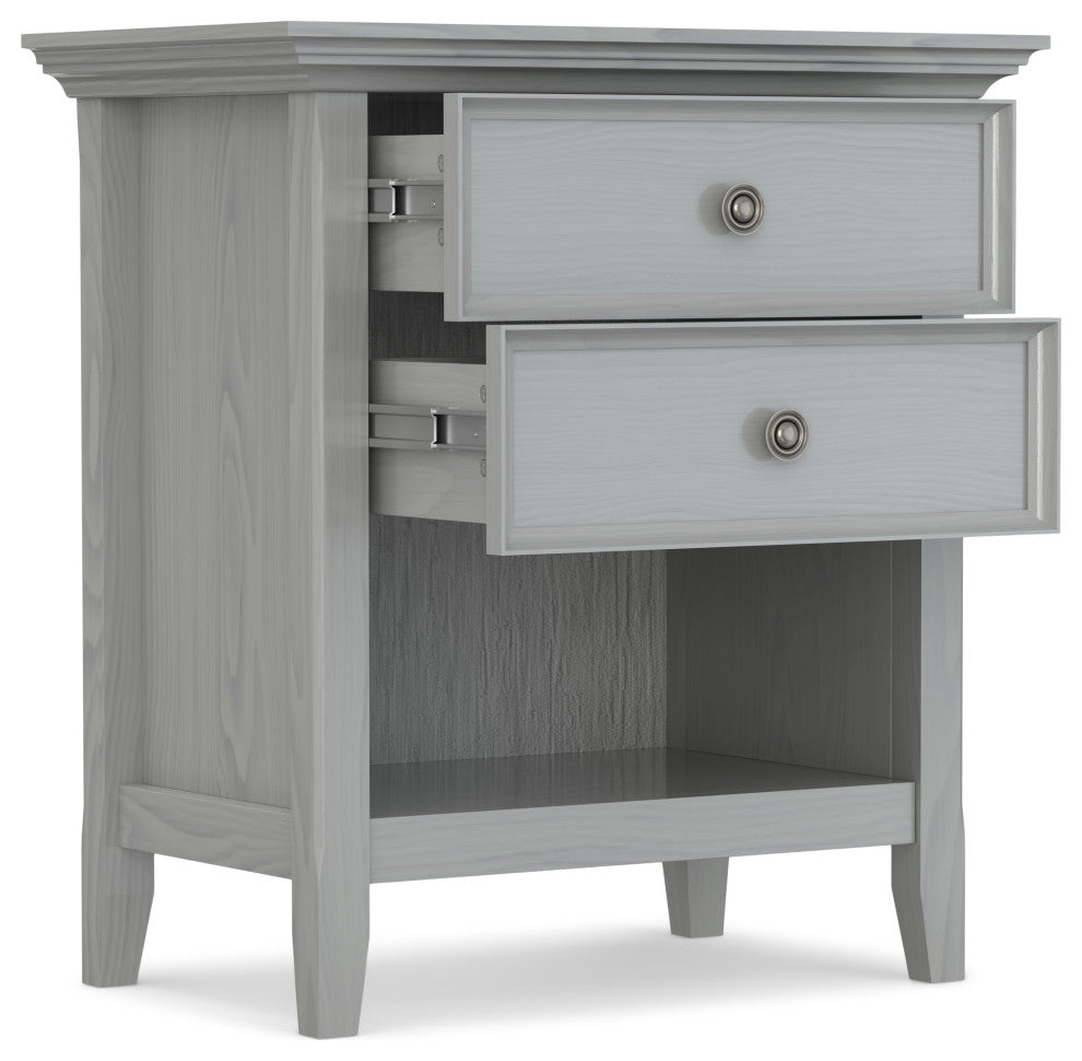 Amherst Solid Wood Bedside Table, Fog Grey