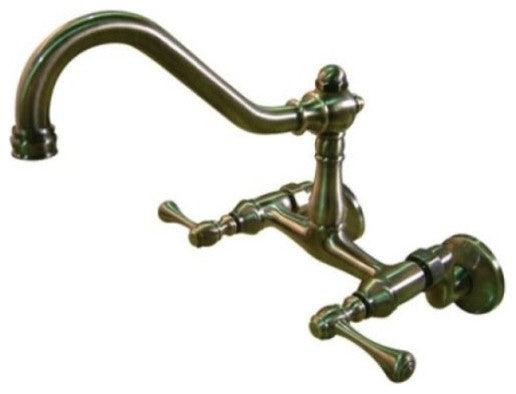 Vintage Brass Vintage Double Handle Wall Mount Kitchen Faucet KS3223BL