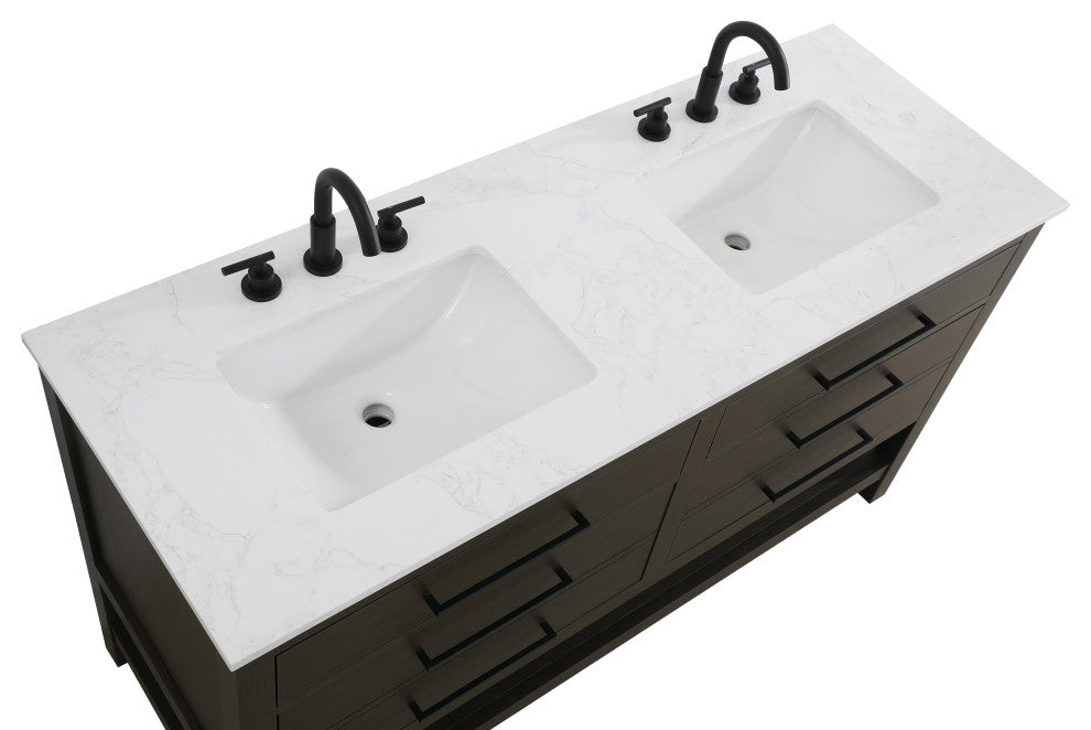 Home Living 60" Double Bathroom Vanity, Mocha Brown