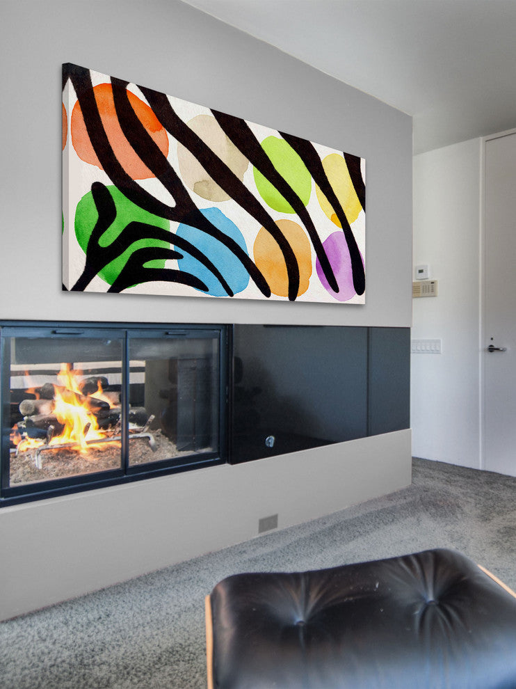 "Rainbow Zebra I v2" Painting Print on Canvas by Irena Orlov