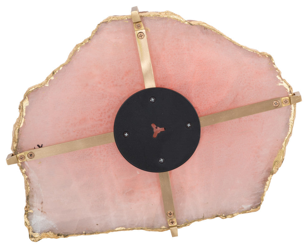 Gem Wall Slice, Brass Setting, Rose Quartz