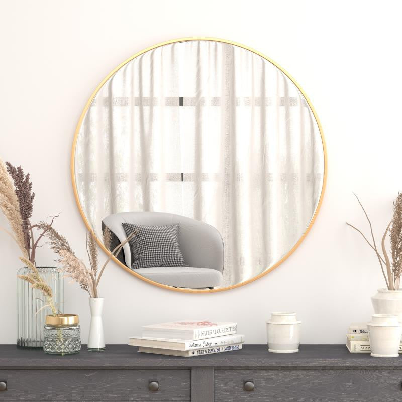 Julianne Large Accent Mirror Metal Framed Wall Mirror, Gold, 36"