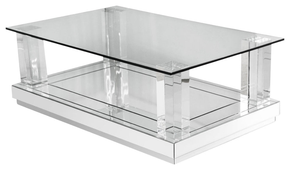 Montreal Mirrored Cocktail Table With Glass Top