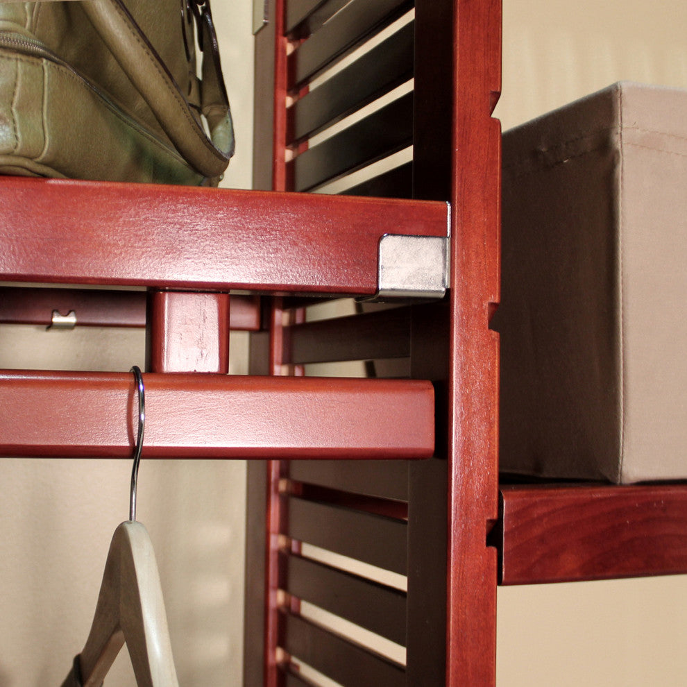 Solid Wood Reach-In Closet Organizer with hanging, Red Mahogany