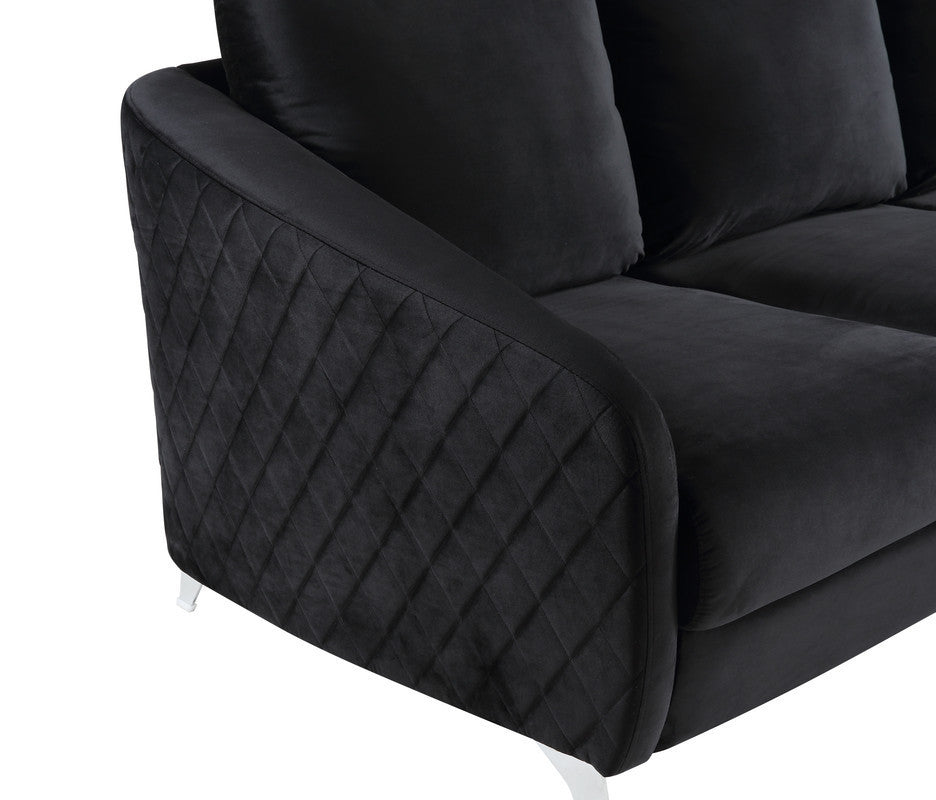 Sofia Velvet Modern Chic Sofa Couch, Black
