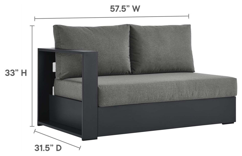 Tahoe Outdoor Patio Powder-Coated Aluminum 5-Piece Sectional Sofa Set - Gray Cha