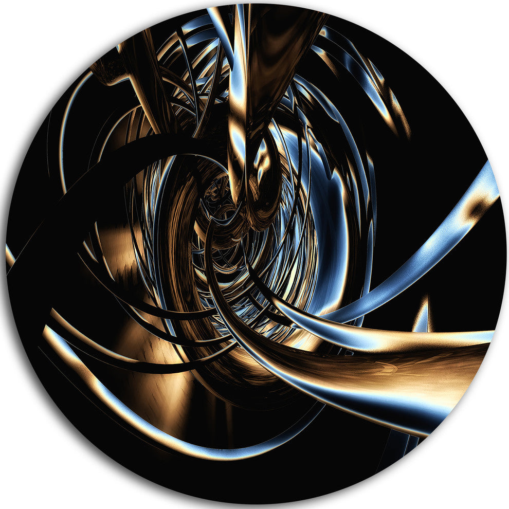 Fractal 3D Tangled Stripes, Abstract Art Round Metal Wall Art, 11"