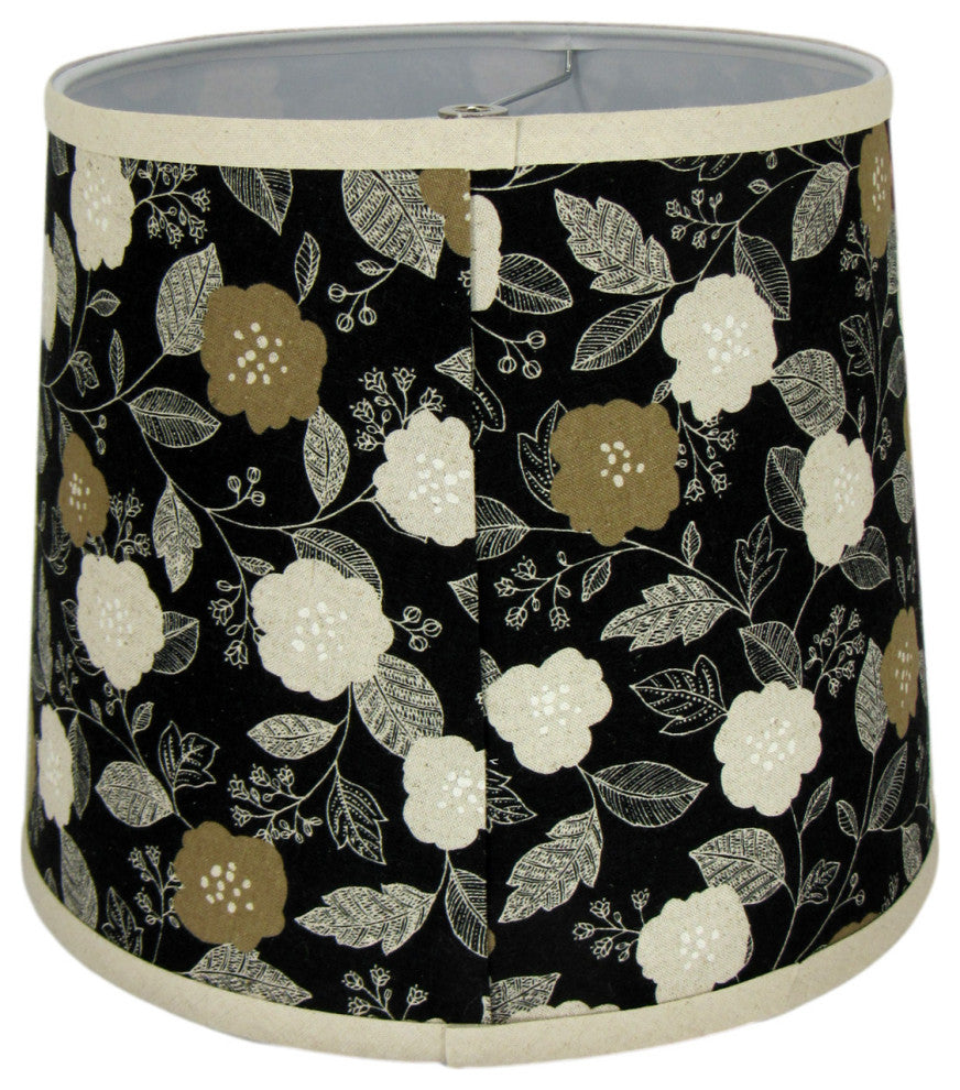 Floral Print Lamp Shade, Black, 14"
