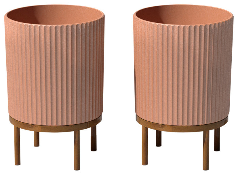 Veradek Demi Series Raised Planter With Stand, Terracotta/Brown, 16", Set of 2